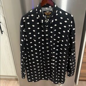 Harley-Davidson Black and White Casual Button Down Shirt